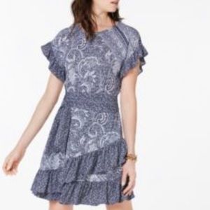 Michael Kors Mixed Print Ruffle A Line Dress